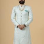 Alluring Mint Green Floral Thread Embroidered Sherwani | Father Son Combo | Jaipurio Collection